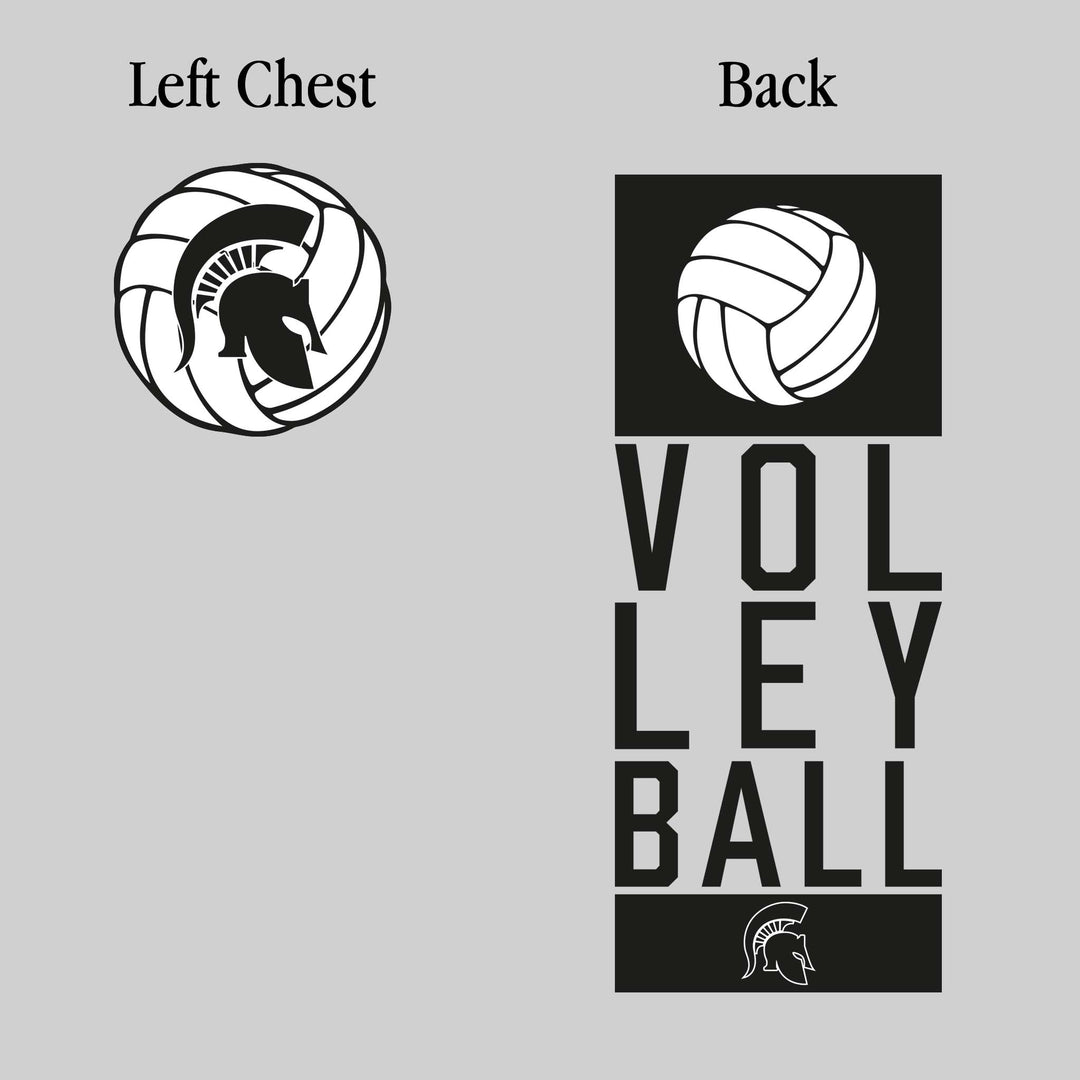 Pinconning Spartans - Volleyball - Stacked Text with Volleyball and Mascot