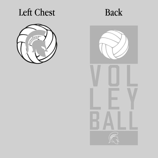 Pinconning Spartans - Volleyball - Stacked Text with Volleyball and Mascot