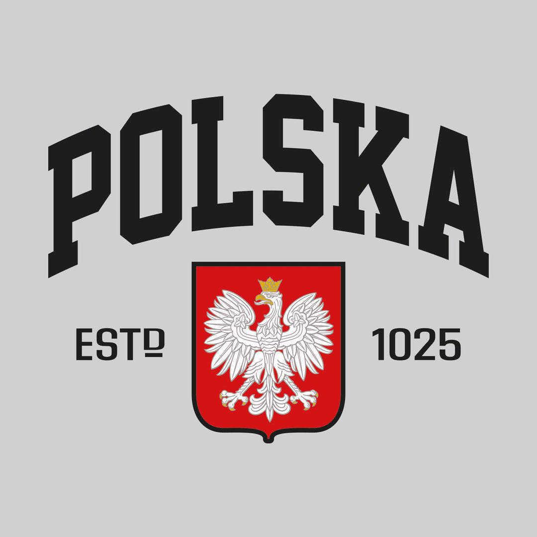 Polska - Arched Athletic Text with Polska Shield and Established Year