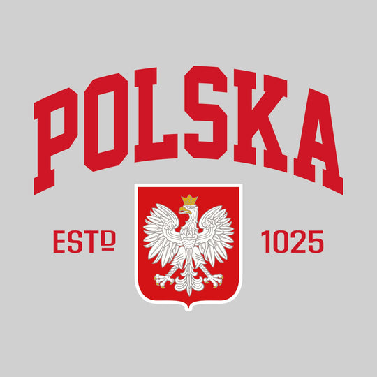 Polska - Arched Athletic Text with Polska Shield and Established Year