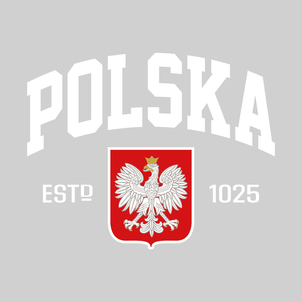 Polska - Arched Athletic Text with Polska Shield and Established Year