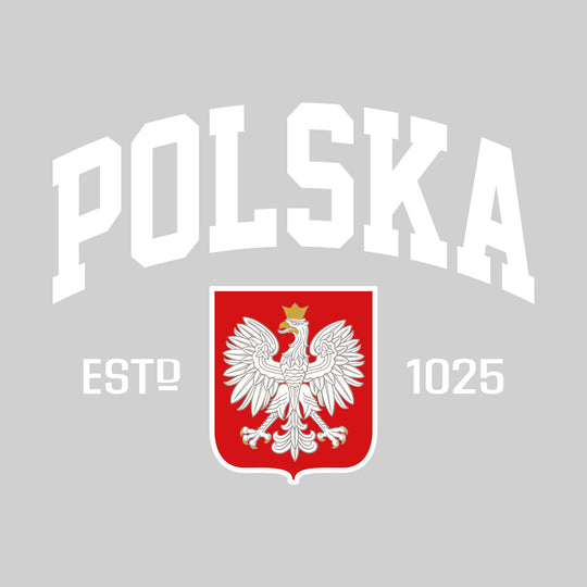 Polska - Arched Athletic Text with Polska Shield and Established Year