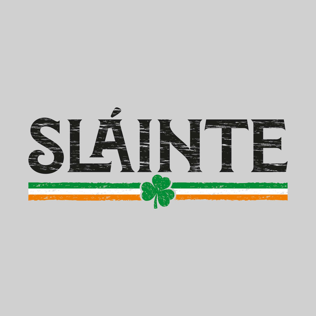 Slainte - Irish Flag Stripes with Shamrock - Distressed