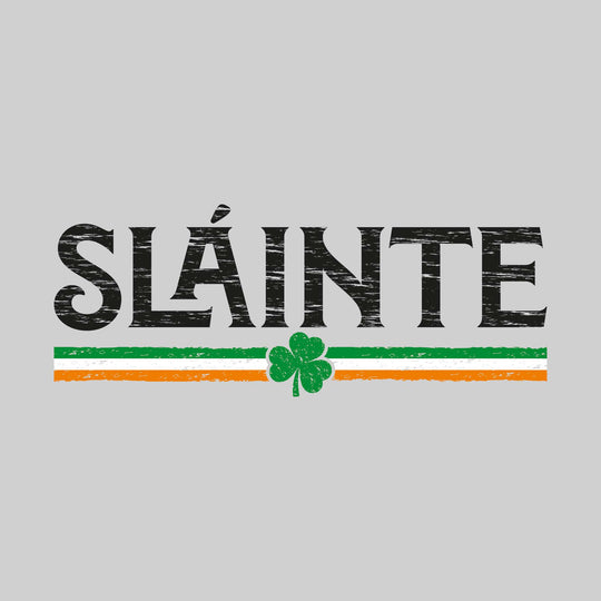 Slainte - Irish Flag Stripes with Shamrock - Distressed