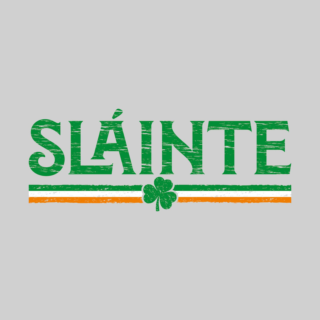 Slainte - Irish Flag Stripes with Shamrock - Distressed