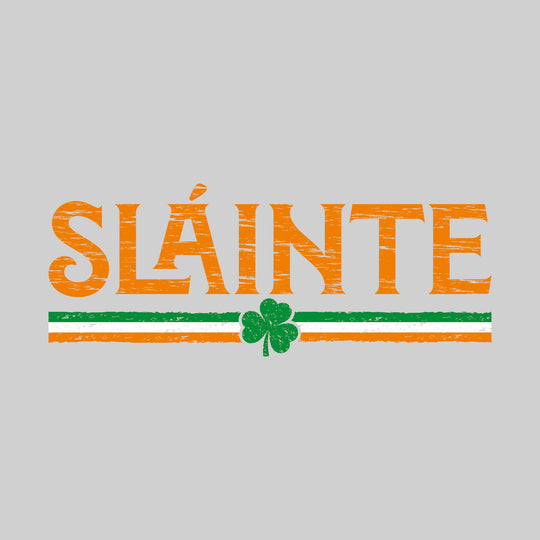 Slainte - Irish Flag Stripes with Shamrock - Distressed
