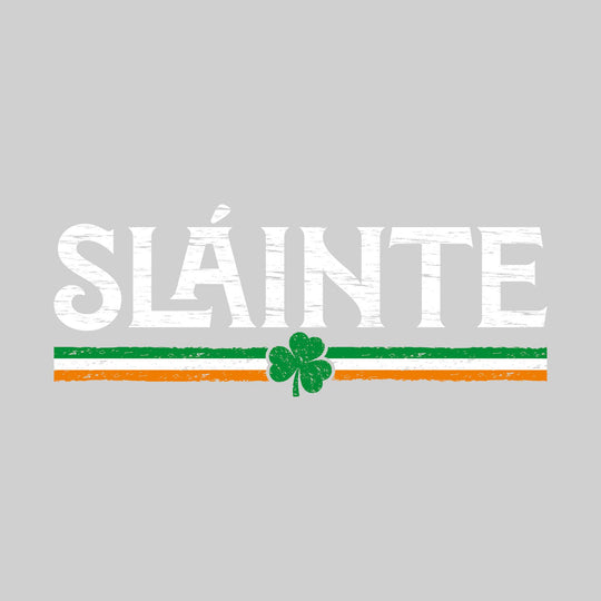 Slainte - Irish Flag Stripes with Shamrock - Distressed