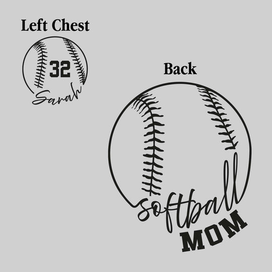 Softball Mom - Cursive Text with Softball Shape - Personalize