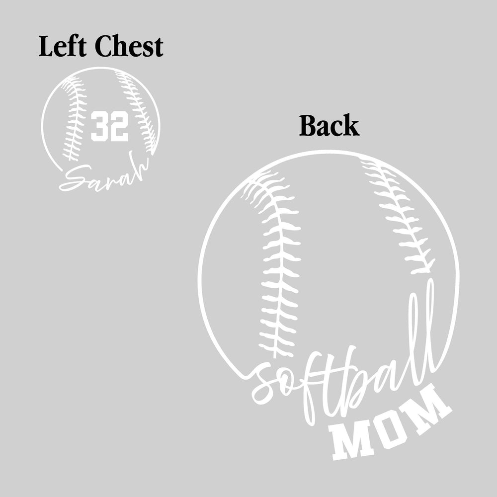 Softball Mom - Cursive Text with Softball Shape - Personalize