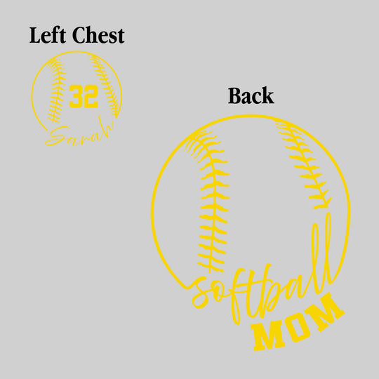 Softball Mom - Cursive Text with Softball Shape - Personalize