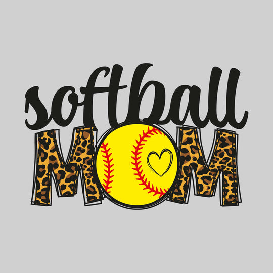 Softball Mom - Leopard Print with Cursive Softball Text