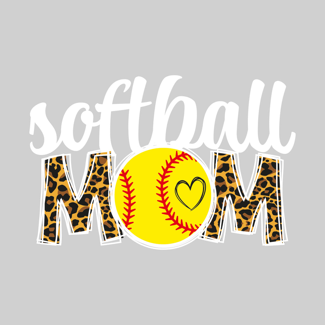 Softball Mom - Leopard Print with Cursive Softball Text