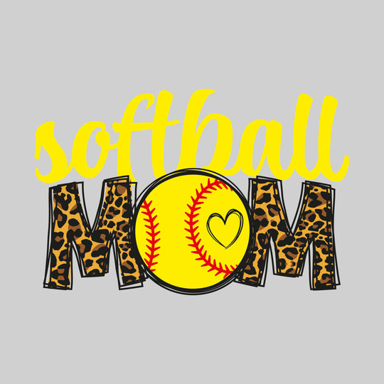 Softball Mom - Leopard Print with Cursive Softball Text