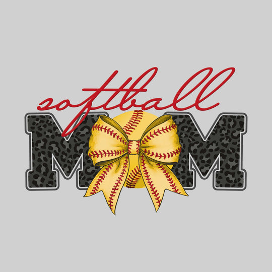 Softball Mom - Leopard Print Mom with Baseball and Bow