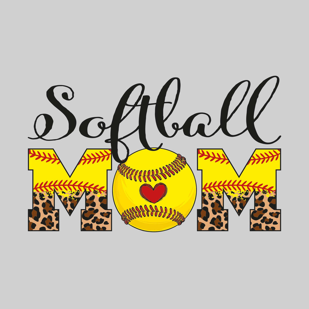 Softball Mom - Leopard Print with Softball Stitches