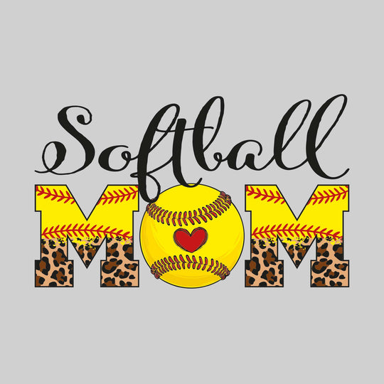 Softball Mom - Leopard Print with Softball Stitches