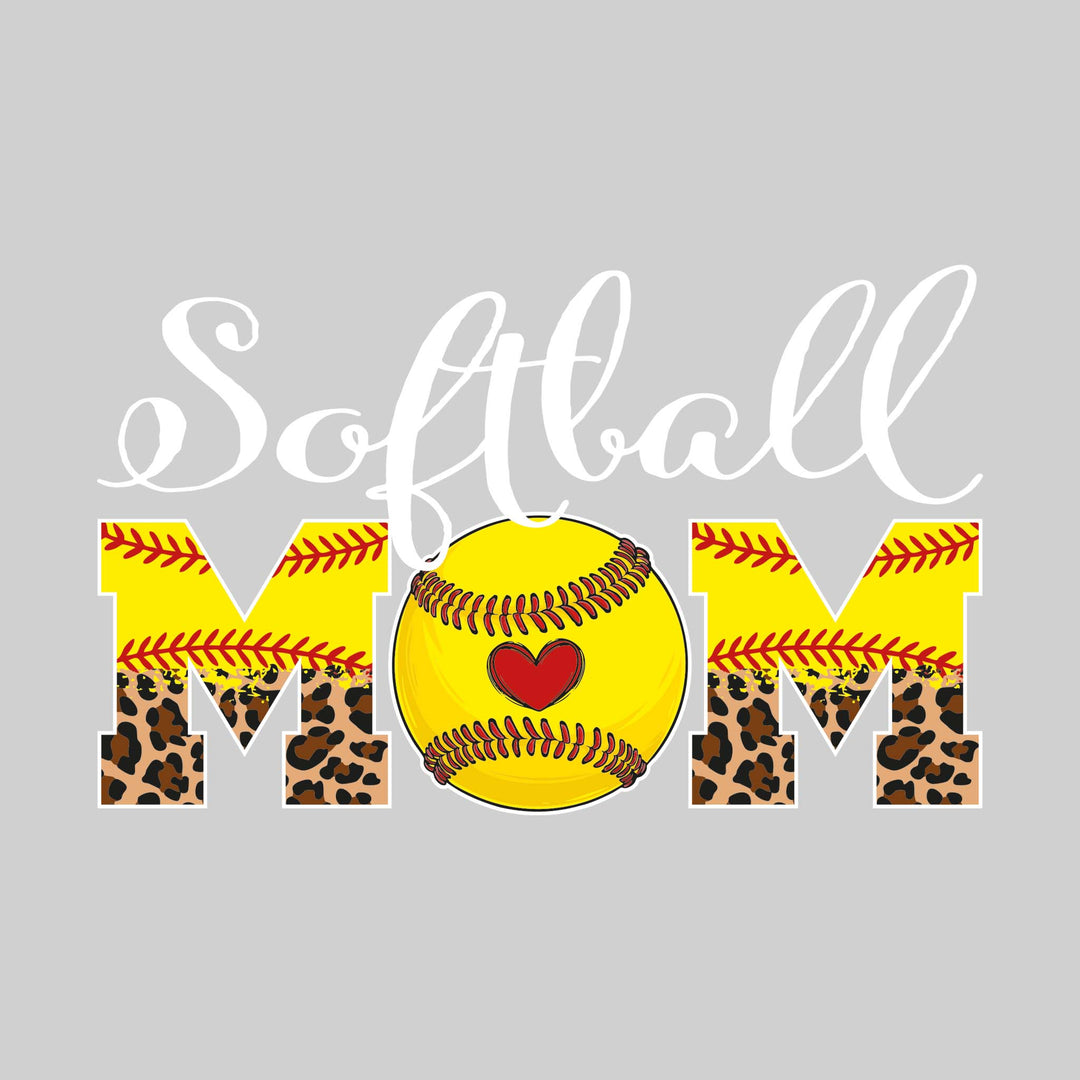 Softball Mom - Leopard Print with Softball Stitches