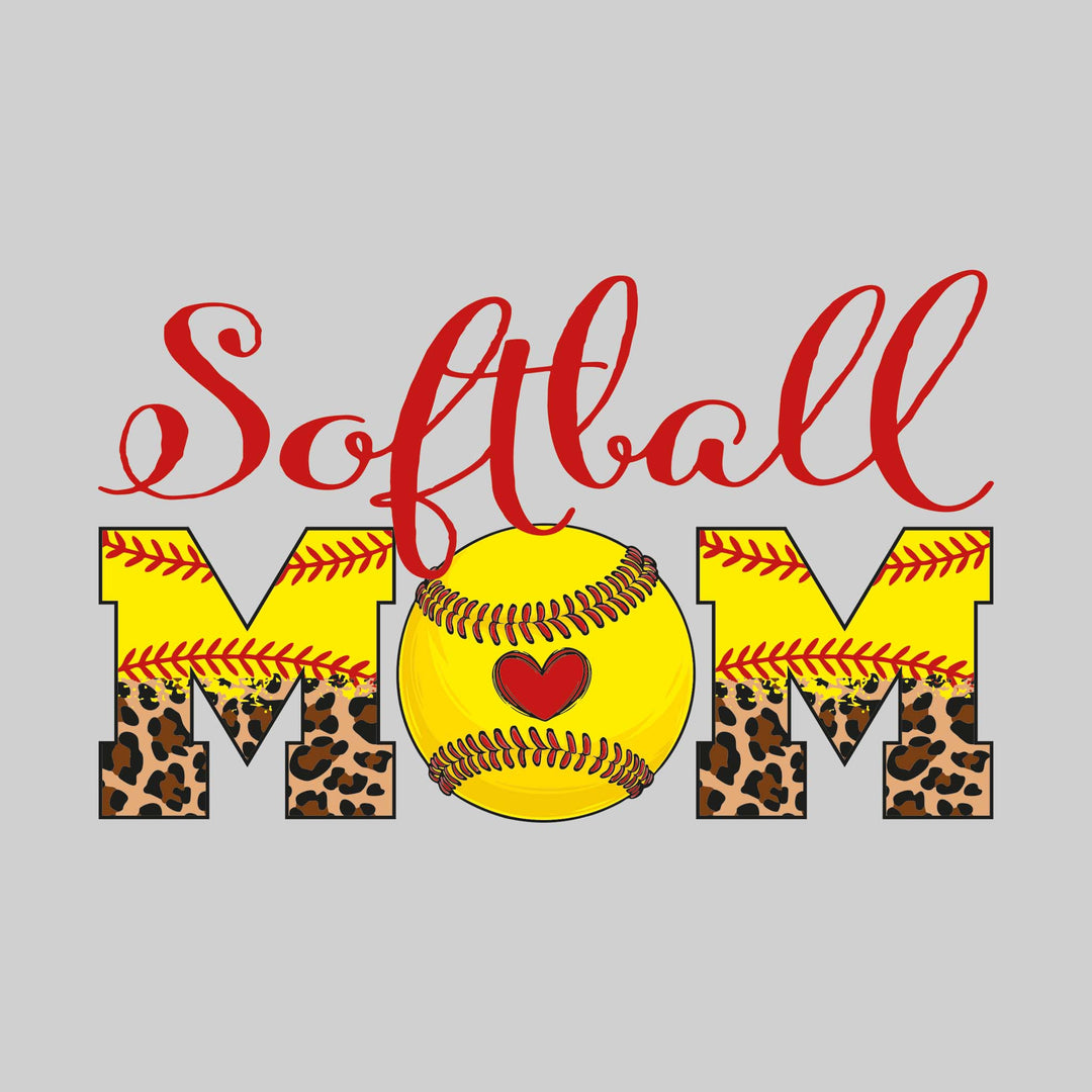 Softball Mom - Leopard Print with Softball Stitches