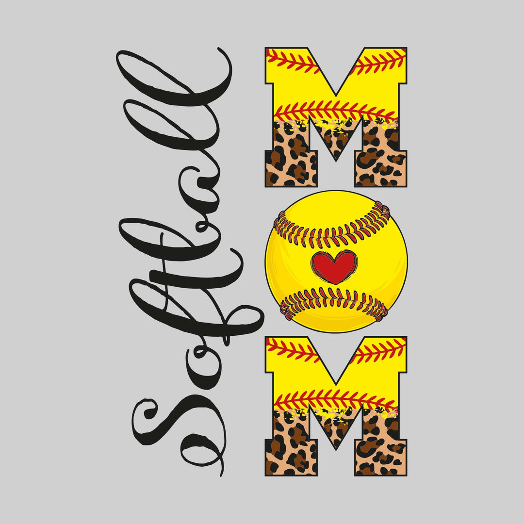 Softball Mom - Leopard Print with Softball Stitches