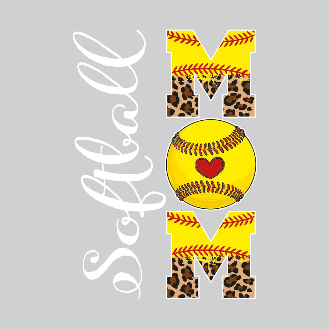 Softball Mom - Leopard Print with Softball Stitches
