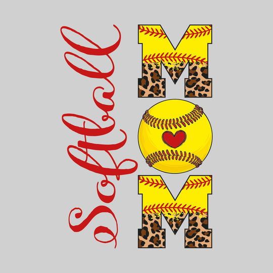 Softball Mom - Leopard Print with Softball Stitches