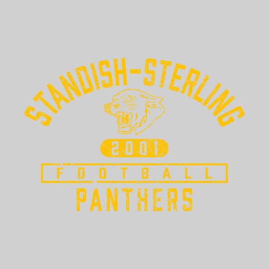 Standish-Sterling - Football - Arched School Name Over Mascot - Distressed
