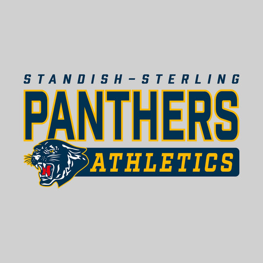 Standish-Sterling Panthers - Athletics - Outlined Mascot Name with Mascot &amp; Athletics