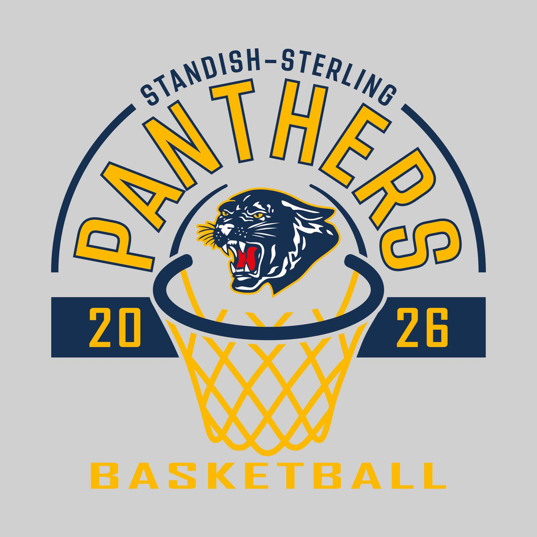 Standish-Sterling Panthers - Basketball - Arched Text with Center Mascot and Rim