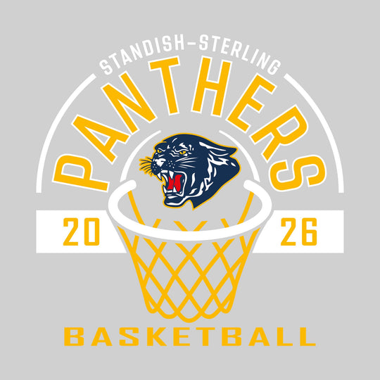 Standish-Sterling Panthers - Basketball - Arched Text with Center Mascot and Rim