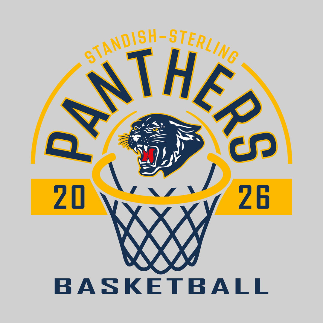 Standish-Sterling Panthers - Basketball - Arched Text with Center Mascot and Rim