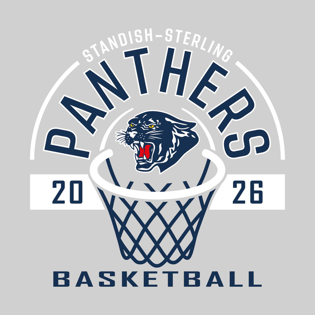 Standish-Sterling Panthers - Basketball - Arched Text with Center Mascot and Rim