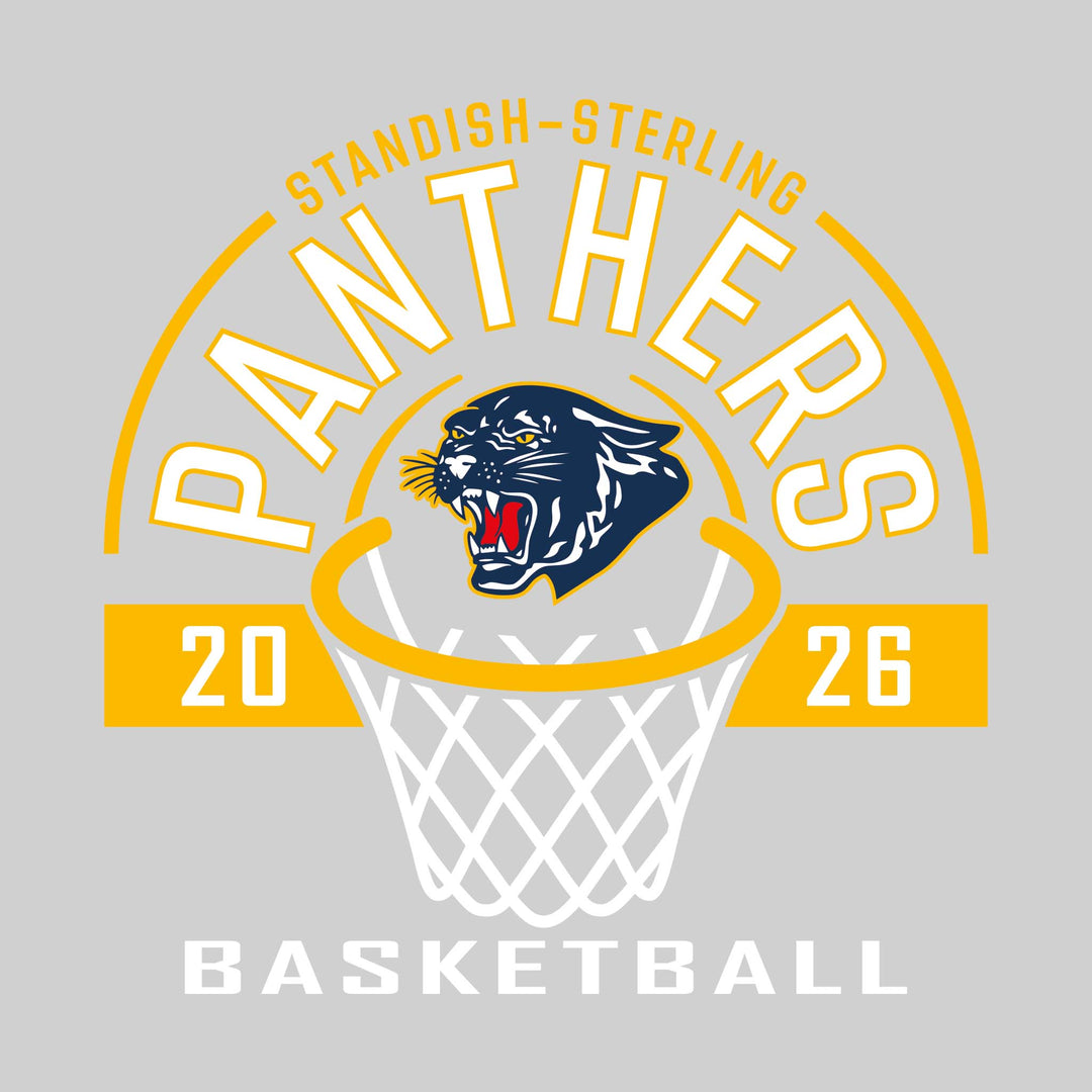 Standish-Sterling Panthers - Basketball - Arched Text with Center Mascot and Rim