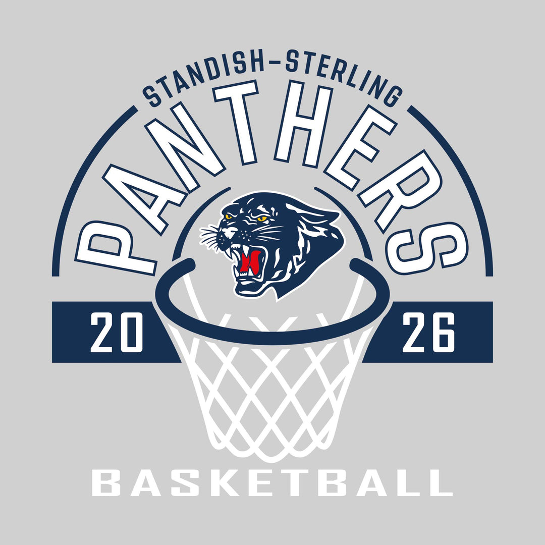 Standish-Sterling Panthers - Basketball - Arched Text with Center Mascot and Rim