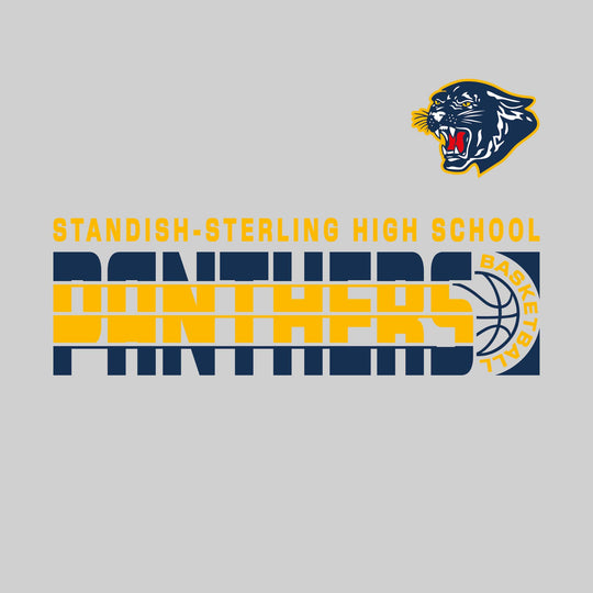 Standish-Sterling Panthers - Basketball - Striped Mascot Name with Basketball Grooves