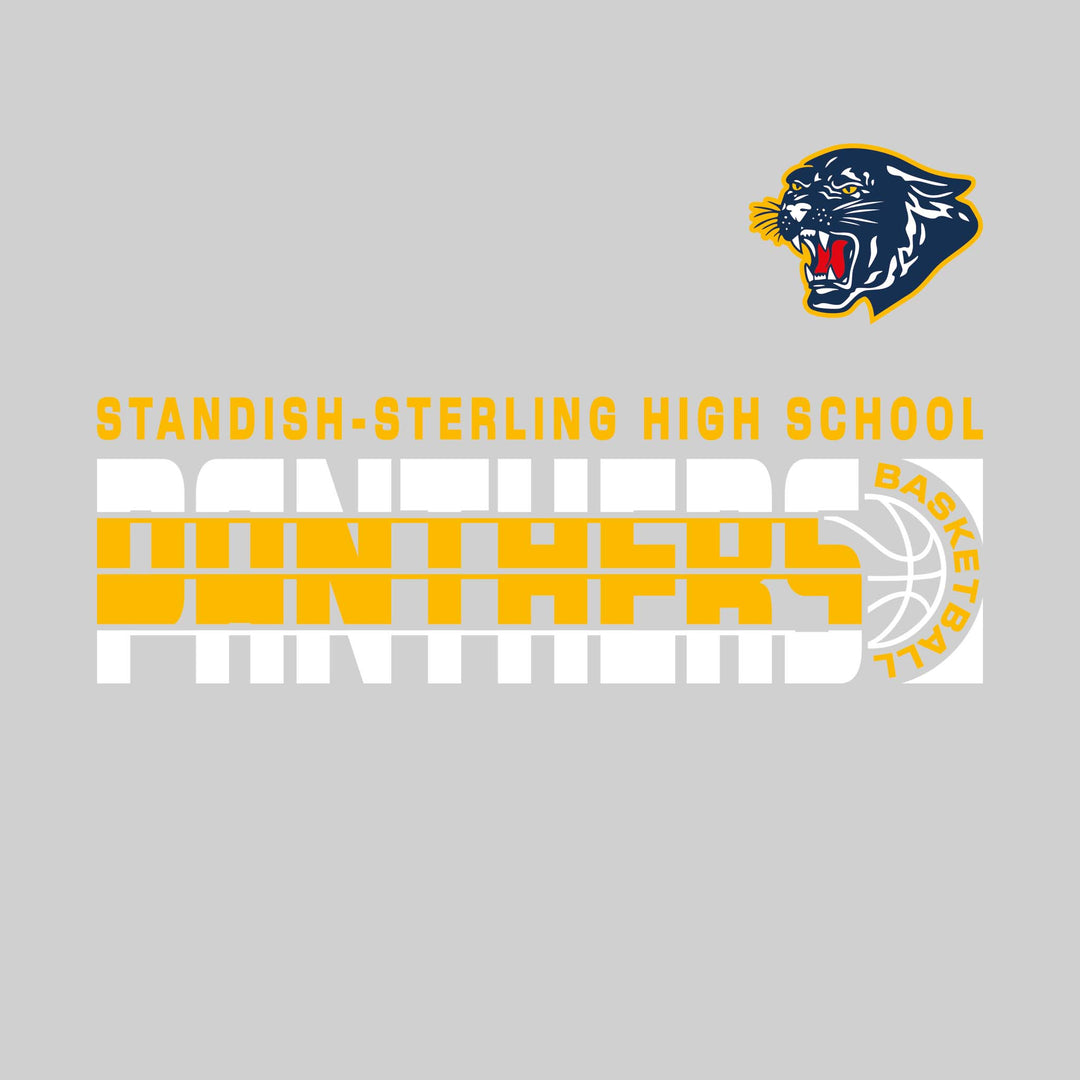 Standish-Sterling Panthers - Basketball - Striped Mascot Name with Basketball Grooves