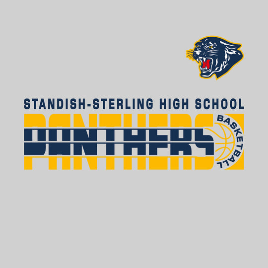 Standish-Sterling Panthers - Basketball - Striped Mascot Name with Basketball Grooves