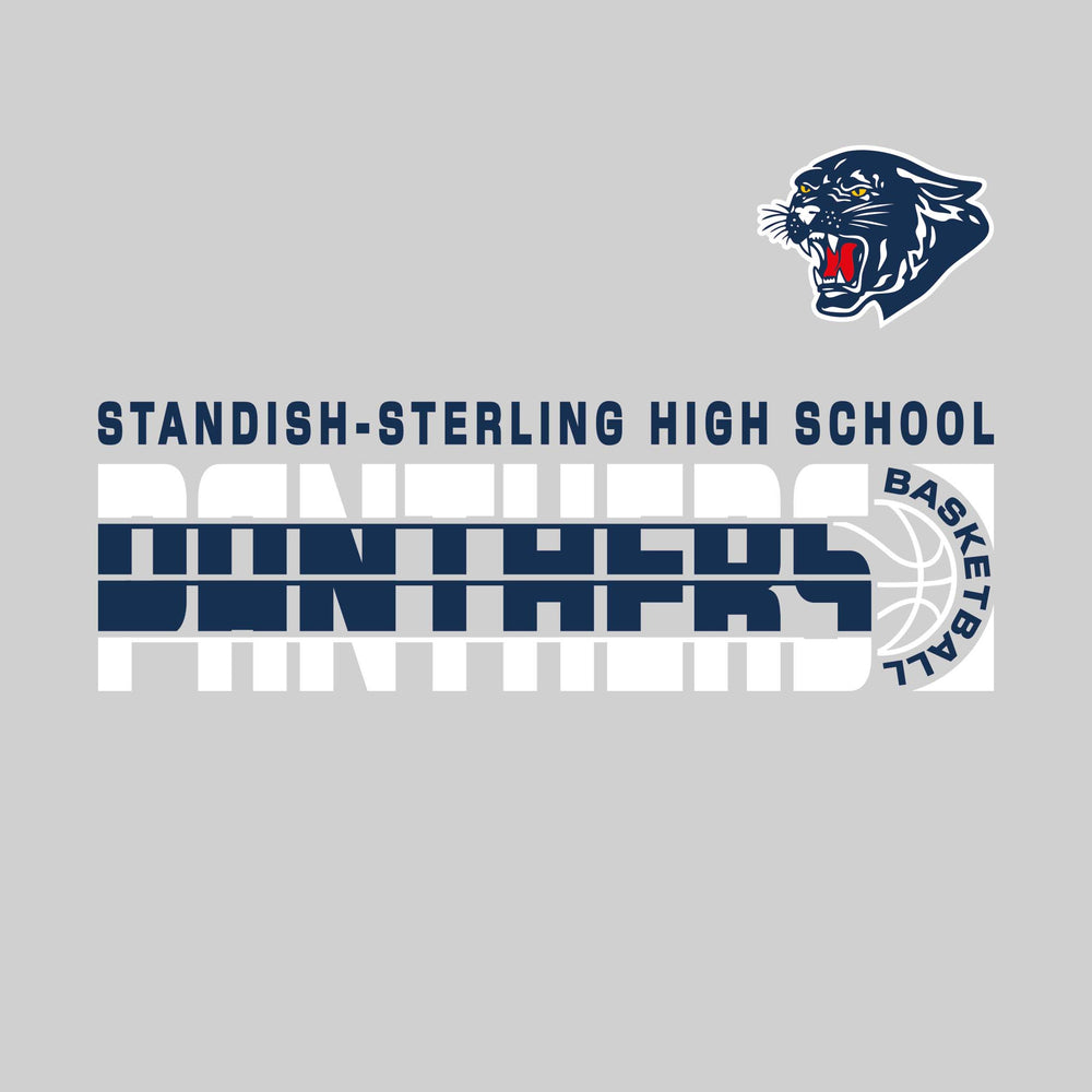 Standish-Sterling Panthers - Basketball - Striped Mascot Name with Basketball Grooves