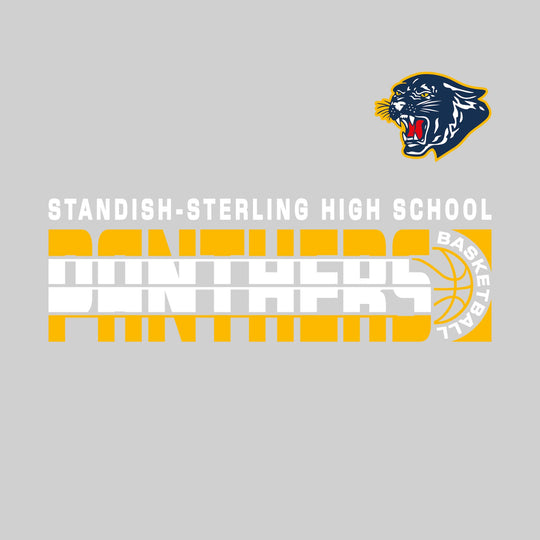 Standish-Sterling Panthers - Basketball - Striped Mascot Name with Basketball Grooves