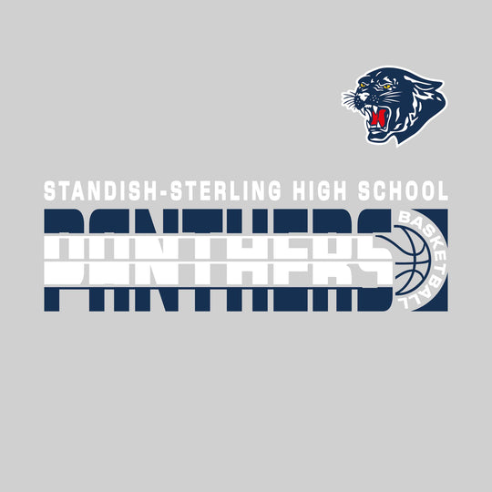 Standish-Sterling Panthers - Basketball - Striped Mascot Name with Basketball Grooves