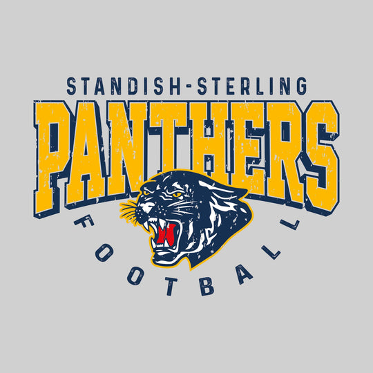 Standish-Sterling Panthers - Football - Distressed Text with Mascot and Arched Football