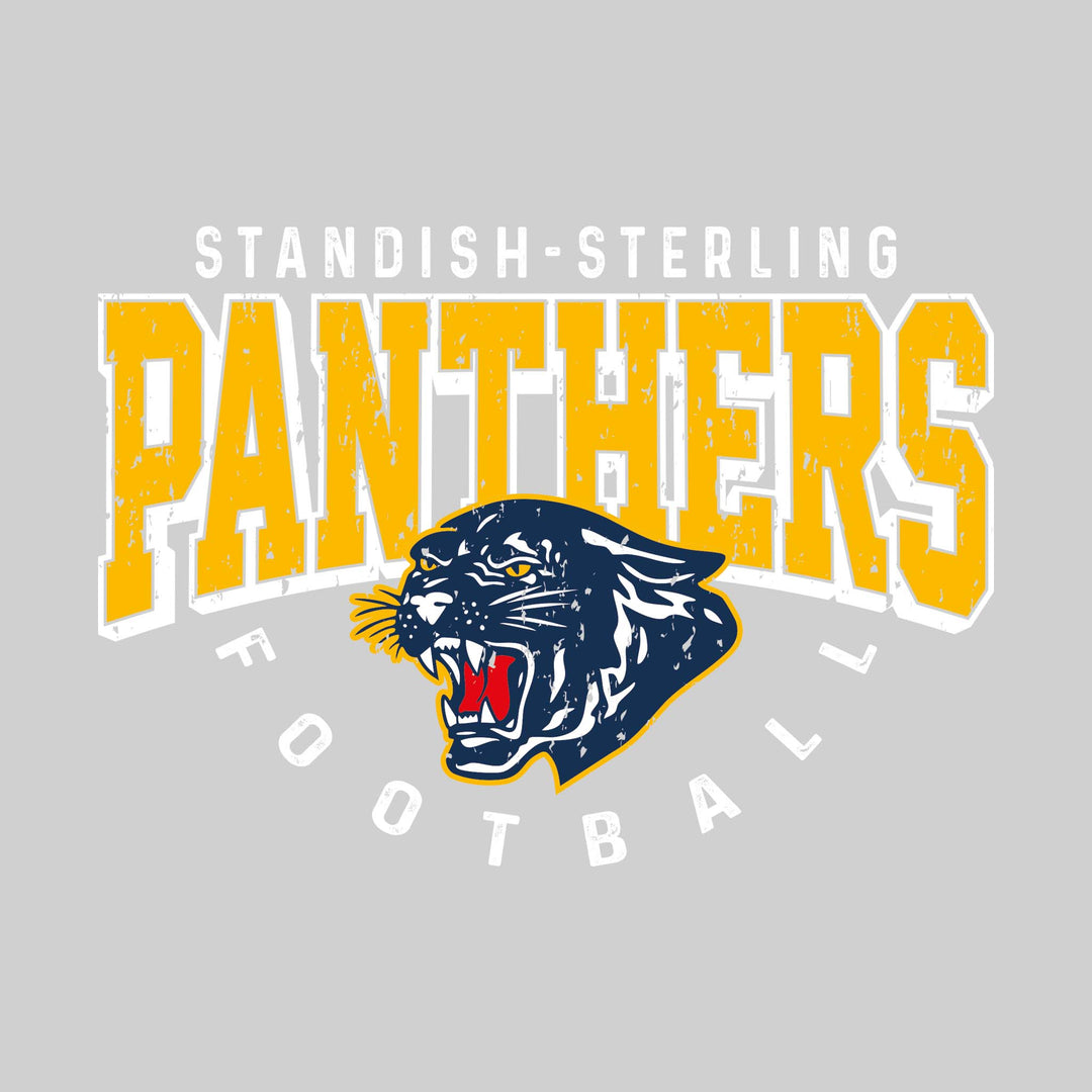 Standish-Sterling Panthers - Football - Distressed Text with Mascot and Arched Football