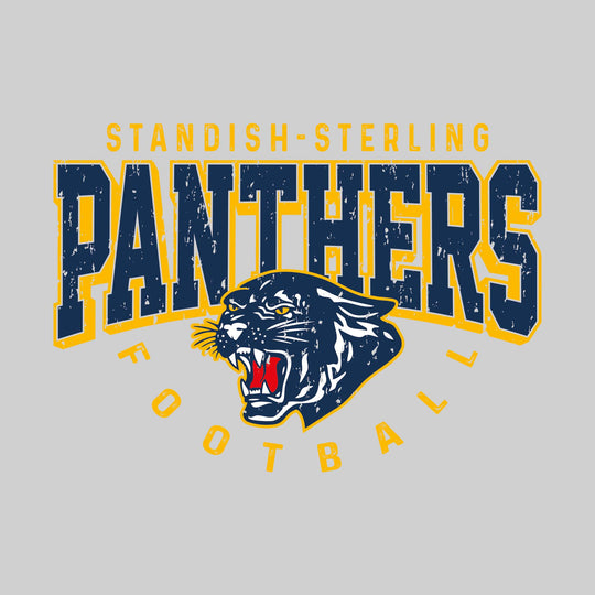 Standish-Sterling Panthers - Football - Distressed Text with Mascot and Arched Football