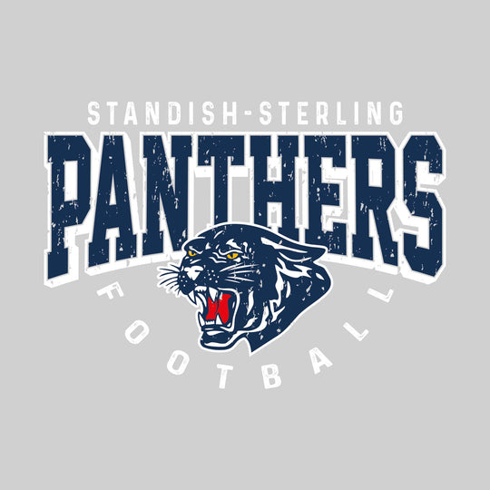 Standish-Sterling Panthers - Football - Distressed Text with Mascot and Arched Football