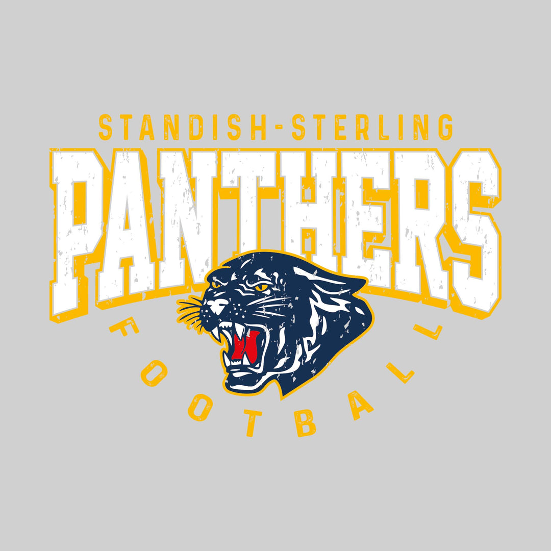 Standish-Sterling Panthers - Football - Distressed Text with Mascot and Arched Football