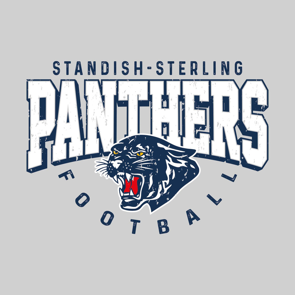 Standish-Sterling Panthers - Football - Distressed Text with Mascot and Arched Football
