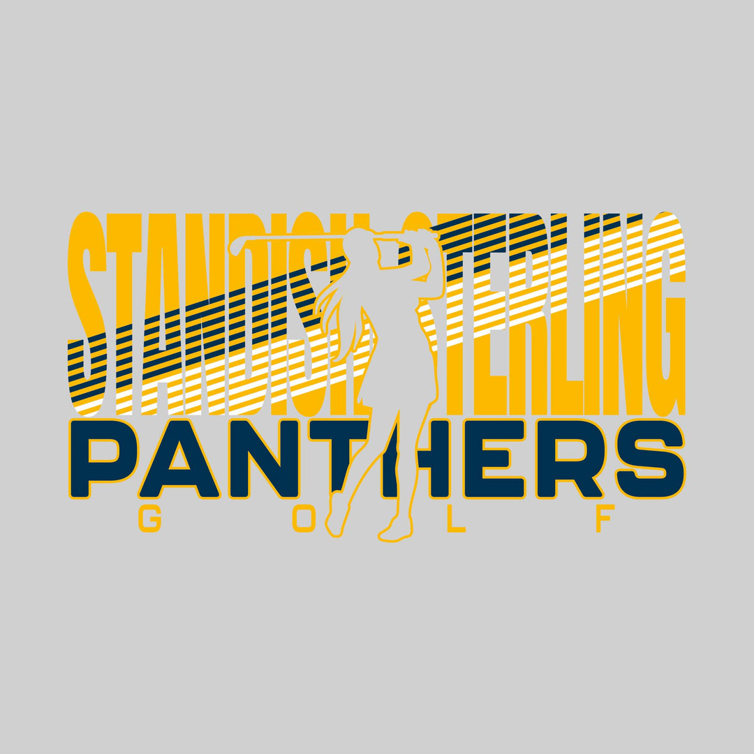 Standish-Sterling Panthers - Golf - Female Golfer Silhouette with Color Stripes