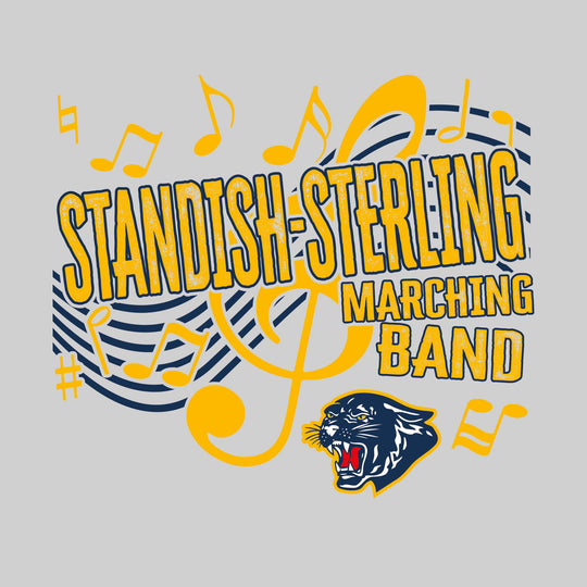 Standish-Sterling Panthers - Marching Band - School Name with Treble Clef &amp; Music Notes