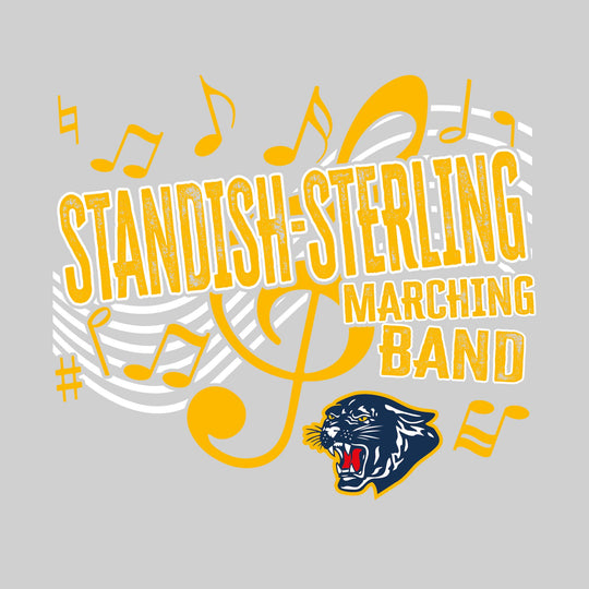 Standish-Sterling Panthers - Marching Band - School Name with Treble Clef &amp; Music Notes