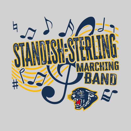 Standish-Sterling Panthers - Marching Band - School Name with Treble Clef &amp; Music Notes