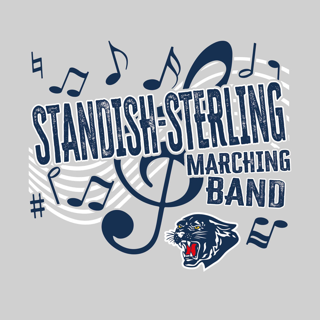 Standish-Sterling Panthers - Marching Band - School Name with Treble Clef &amp; Music Notes